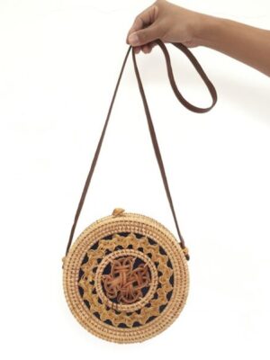 Stylish Rattan Circle Shoulder Handbag