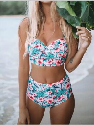 Stylish Tropical Balconette Style Bikini Set