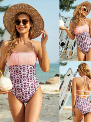 Pink Patterned One-Piece Swimsuit